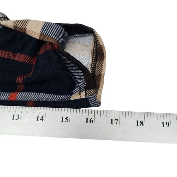 WinWin Button Sleeve Tunic Top Shirt Womens L-XL Blue Brown Plaid V-Neck Casual - Picture 9 of 9